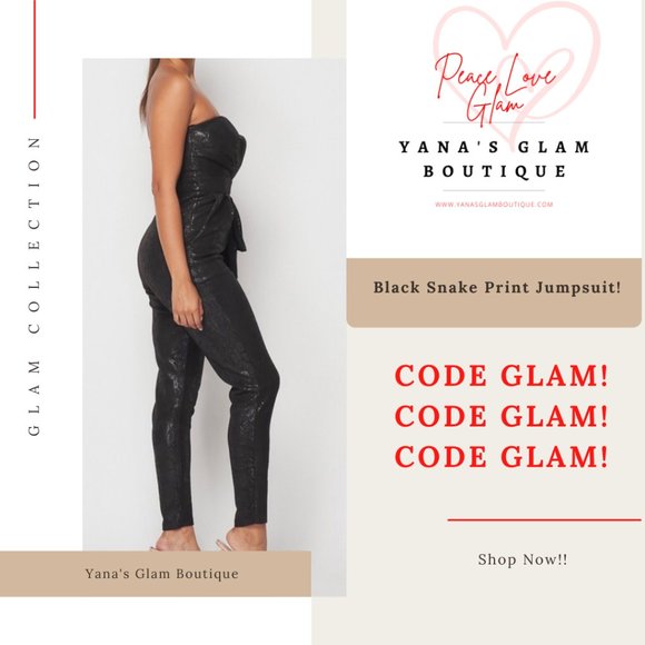 So Glam! Black Snakeskin Print Jumpsuit - Picture 4 of 11